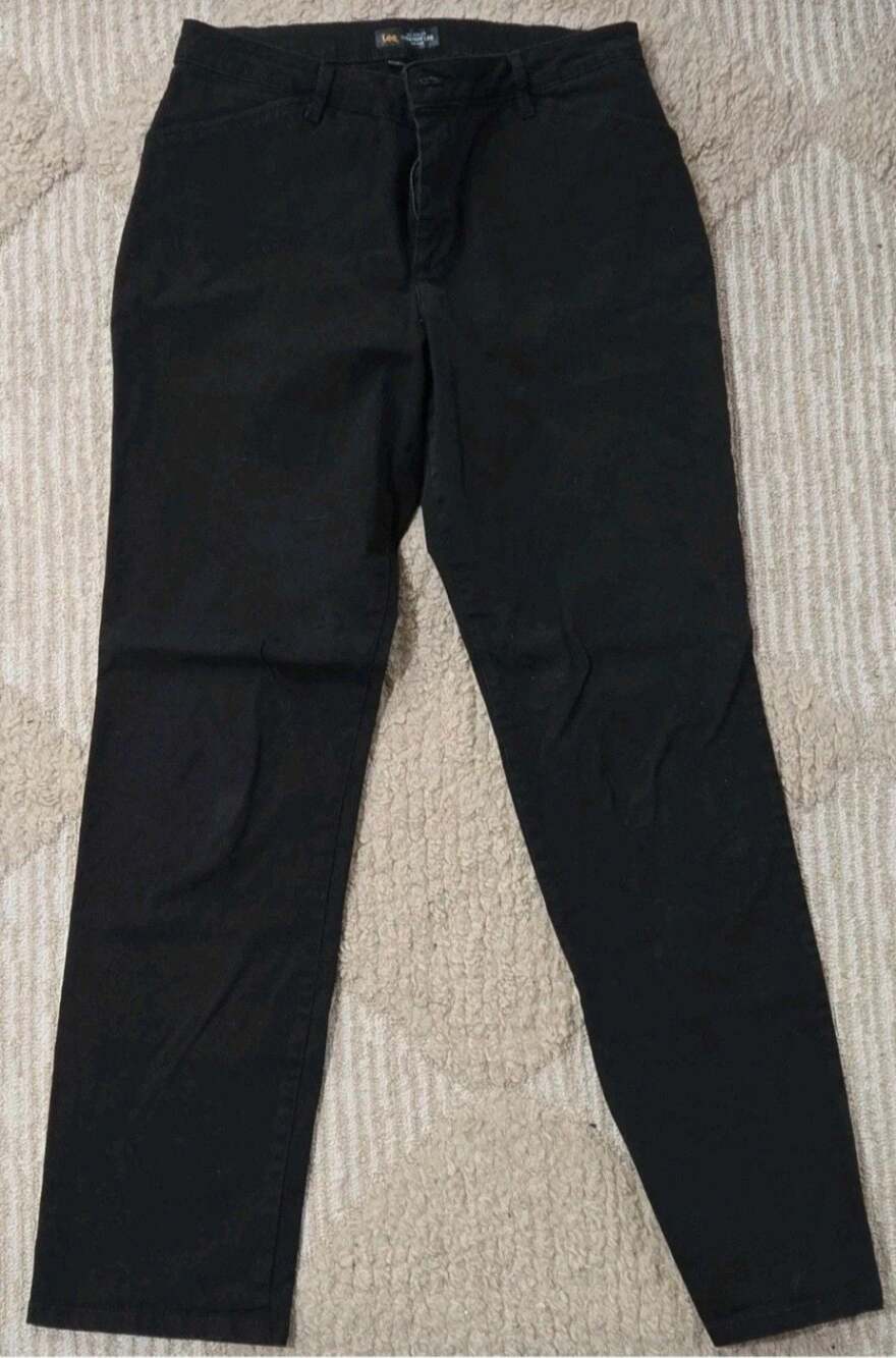 Lee Pants Size 10 Long Black Cotton Stretch Casual Trousers